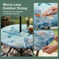 thumbnail image 5 of Round Outdoor Tablecloth with Umbrella Hole and Zipper, Coastal Starfish Blue Tablecloth with Elastic Waterproof, Summer Beach Nautical Coral Patio Table Covers for 55" - 60" Picnic Pool Tables, 5 of 9