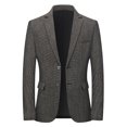 thumbnail image 2 of Casual Suit Jacket for Men, Solid Color Long Sleeve Lapel Design with Two-Button Front, Woolen Cloth Fabric, Standard Thickness, for Daily Wear and Parties, 2 of 9