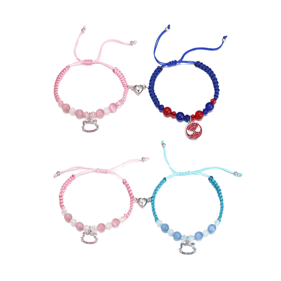 4Pcs Friendship Lover Bracelet Set Birthday Valentine's Day Jewelry Gift for BF GF Daughter Sister