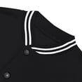 thumbnail image 5 of Umfun Varsity Bomber Jackets for Men Snap Button Casual Baseball Coat with Striped Ribbed Cuffs Stand Collar Autumn Winter Streetwear Outerwear for Daily Wear, 5 of 8