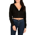 thumbnail image 5 of MixMatchy Women's Solid Casual French Terry Cropped Zip Up Hoodie, 5 of 5