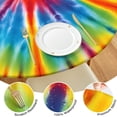 thumbnail image 4 of Colorful Rainbow Tie Dye Spiral Pattern Round Fitted Tablecloth with Elastic Edge,Dining Table Cover Waterproof,Outdoor Round Tablecloth for Camping,Dining,Indoor and Outdoor, 4 of 7