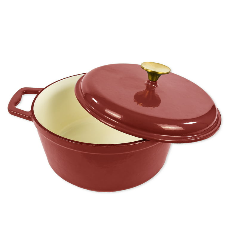 Mainstays Enameled Cast Iron 4.75qt Dutch Oven with Lid, Red