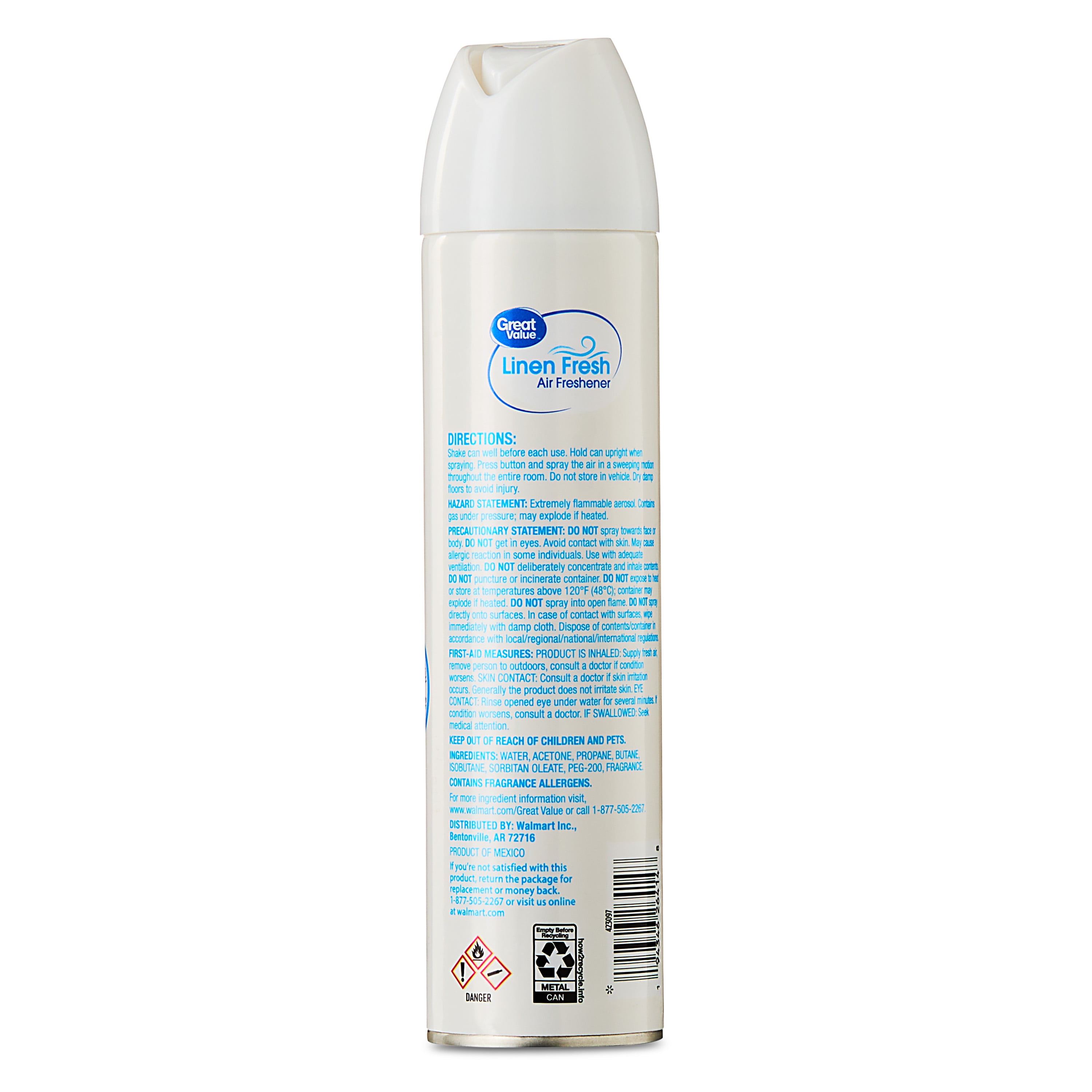 (2 pack) Great Value Aerosol Air Freshener, Linen Fresh, 8 oz