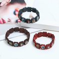 thumbnail image 4 of Fashion Wood Stretch Catholic Icon Bracelets Saint Jesus Cross Virgin Mary Religious Unisex Bracelet 3-color, 4 of 5