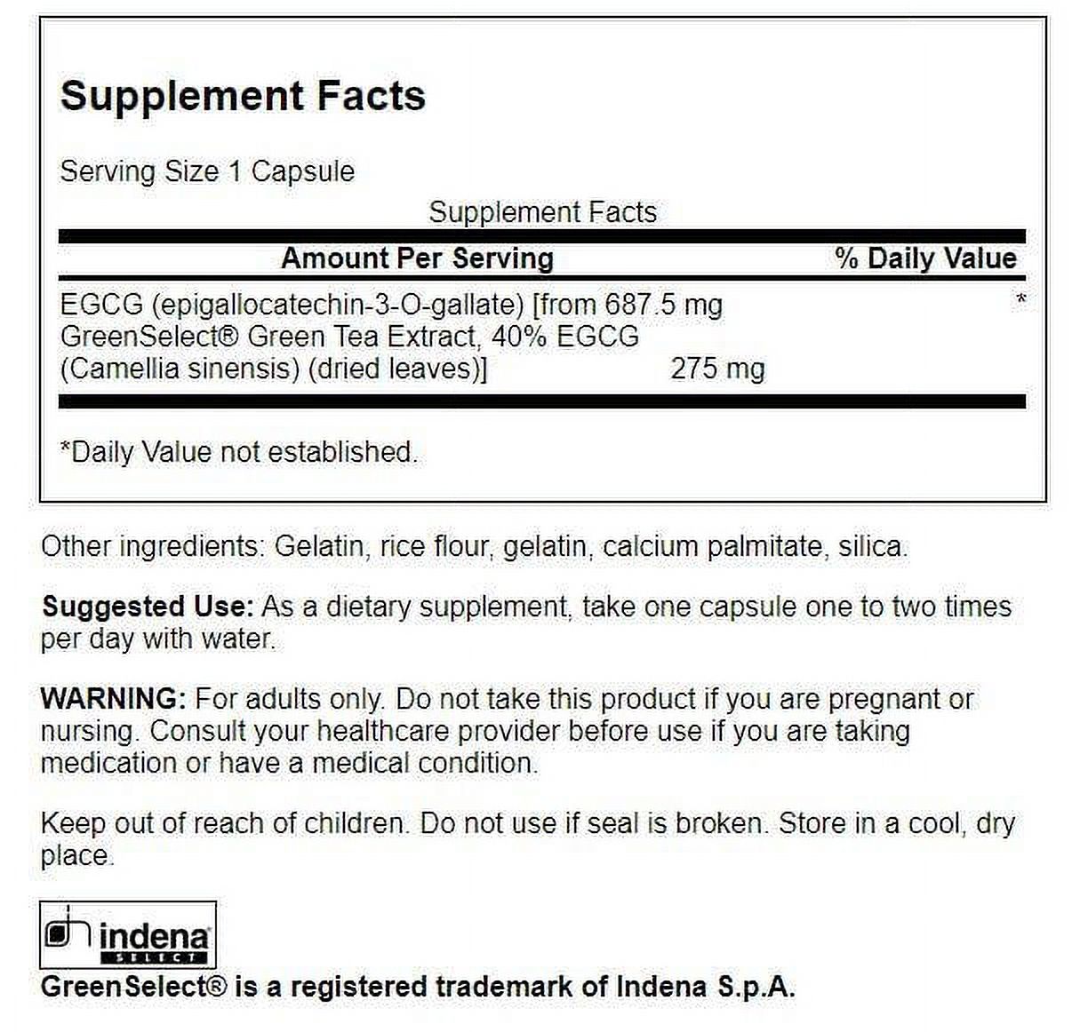 Swanson Egcg Super-Strength Green Tea 275 mg 60 Capsules - image 3 of 5