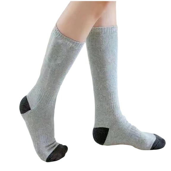 QINGFSAP Unisex Thermal Mid Calf Socks Solid Warm Winter Crew Socks Colorblock Reinforced Heel Toe Home