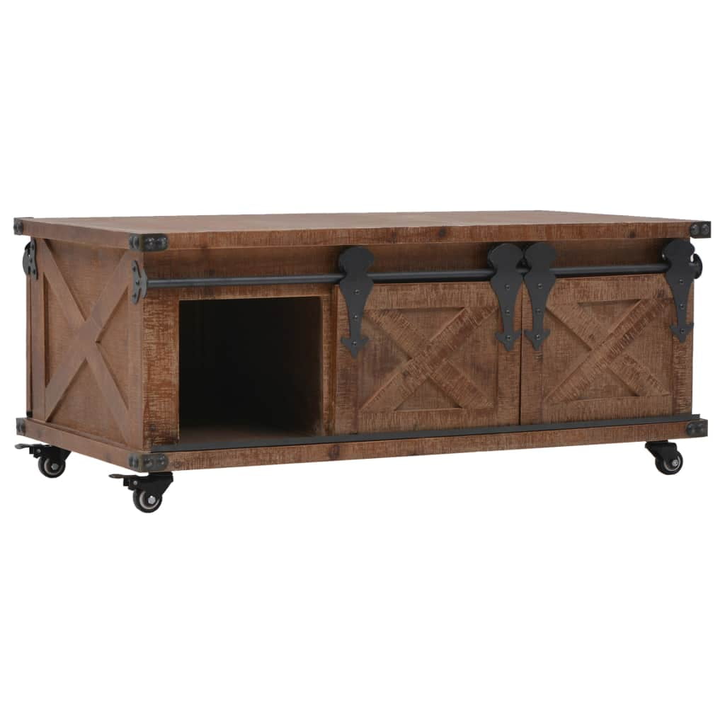 Kepooman 2-tier Rectangular Coffee Table for Home Farmhouse, Brown
