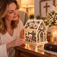 thumbnail image 4 of DIY Light Up Diamond Art Acrylic Cottage, 5D Gem Painting House Ornament with LED Light, Holiday Handmade Craft Decor for Tabletop & Christmas Tree, 4 of 5