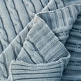 thumbnail image 4 of PiccoCasa Cotton Cable Knit Throw Blanket for Couch, 60x78 inch, Pale Blue, 4 of 7