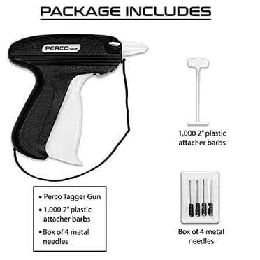 Perco Tagging Gun for Clothing Kit Attacher with Perco Tagger Gun, 1,000 2" Plastic Attacher Barbs and Box of 4 Metal Needles