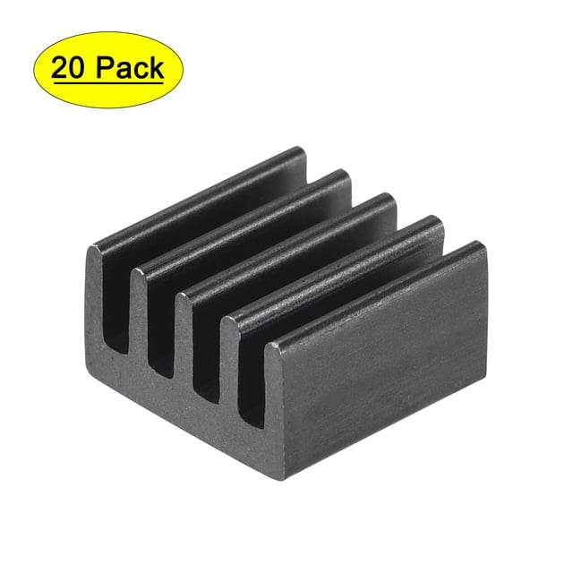 Disipador de calor de aluminio negro adhesivo de 9x9x5mm, 20 paquetes