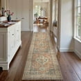 thumbnail image 3 of Hallway Runner Rug, 2.5x8 Kitchen Runner Non Slip Ultra-Thin, Soft Washable Hallway Rug Distressed Non Shedding Long Carpet for Entryway ‎Laundry Room Bathroom, Peach/Orange, 3 of 7