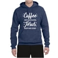 thumbnail image 2 of Wild Bobby Coffee Gets Me Started Jesus Keeps Me Going Inspirational/Christian Unisex Graphic Hoodie Sweatshirt, Vintage Heather Navy, 3X-Large, 2 of 5