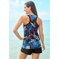 thumbnail image 2 of Swim 365 Women's Plus Size Longer-Length High-Neck Racerback Tankini Top, 2 of 6