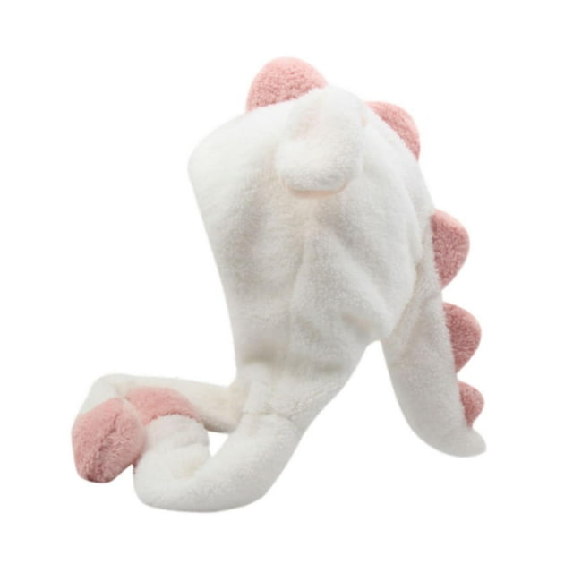 Gorro con orejas que salen, bufanda de peluche con dibujos animados, gorro de invierno cálido y moderno, divertido animal Blanco