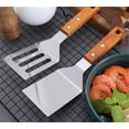 thumbnail image 4 of 2 Pcs Metal Spatulas Set, Happon Metal Spatula for Cast Iron Skillet, Cooking Utensils Egg Grill Spatula Stainless Steel Slotted Spatula, Flat Top Metal Spatula Turner with Wood Handle, 4 of 7