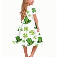 thumbnail image 5 of SERTG Girls St Patricks Day Theme Dress A-Line Skater Short Sleeve Stretch School Recital Performance Twirl Comfort Fit Holiday Celebration Outfit(Green#5,13-14 Years), 5 of 6