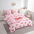 thumbnail image 2 of Catabedysis Sweet Cherry Print N 7pcs Queen Bedding,Personalized Monogrammed Gifts Bedding Comforter Set Queen,Pink Reversible For Girls, 2 of 7