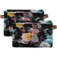 thumbnail image 2 of Floral Bird Pattern Storage Basket with Handles Collapsible Storage Bins Canvas Fabric Storage Organizer for Shelves Closet Bedroom Living Room 1Pack Decor Gifts, 2 of 7