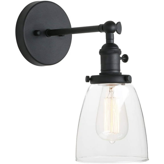 Pathson Light E26 Glass Wall Sconce with Switch, Industrial Bathroom Vanity Lighting