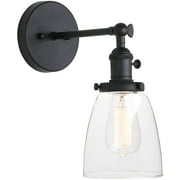 Pathson Clear Glass Black Wall Sconce with Switch, Industrial Bathroom Vanity Lighting, Vintage Wall Lamp Fixtures for Living Room