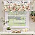 thumbnail image 2 of Red Wildflowers Curtain Valances for Windows, Kitchen Valance Window Treatments Panel 2 Pack, Autumn Country Floral Bird Rustic Rod Pocket Short Curtains for Bathroom Bedroom 60 x 18 Inch, 2 of 8
