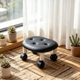 thumbnail image 4 of JHyouerji Rolling Stool with Wheels,PU Padded Seat Stable Plastic Frame 13x10x6 Inch Black Compact Mobile Work Seat for Kitchen Garage Household Cleaning, 4 of 7