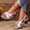 Silver, variant on IEMIEMIEM Chunky Heeled Sandals for Womens Bohemian Cutout Open Toe Slip On Summer Sandals Ankle Strap Sandals Party Dress Sandals White 8.5 Wide