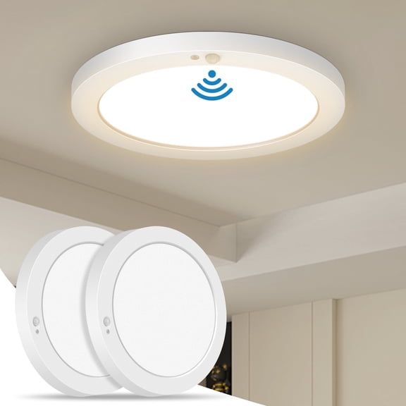 MW Lighting 2 pack Motion Sensor Ceiling Light Indoor Wired PIR, 2700/3000/3500/4000/5000K, Motion Sensor Closet Light 7 in, 12W, Timer