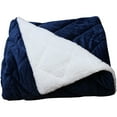thumbnail image 3 of Super Soft Quilted Navy Navy Blue and Fleece Throw Blanket, 3 of 5