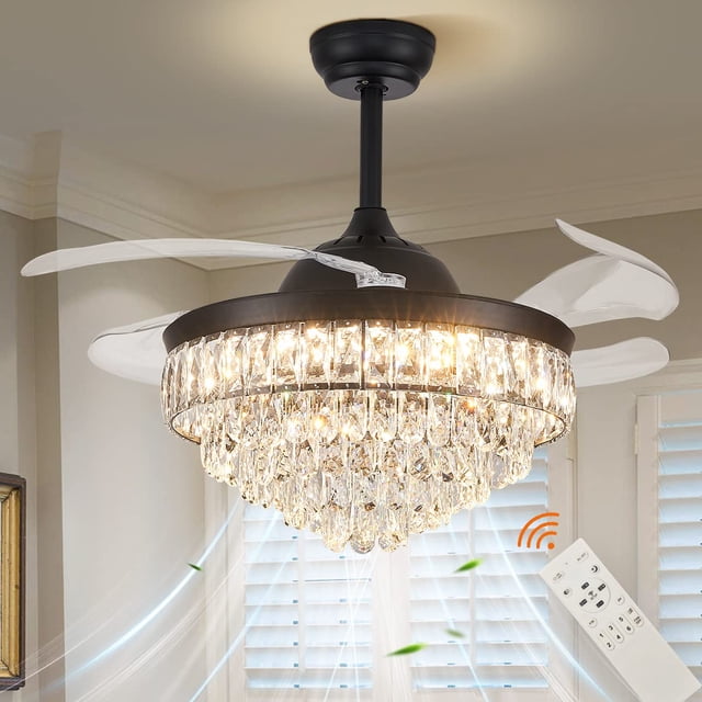 Ventilador de techo CLAIRDAI, lámpara de cristal regulable de 42 pulgadas con control remoto