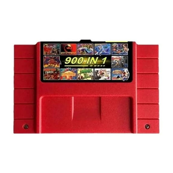 RETROTECH Super 900-in-1 Game Cartridge for SNES: 16-Bit Classic Games, Saves, Works with All Consoles (Red Color)