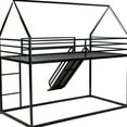 thumbnail image 3 of House Bunk Bed In Black Metal - Twin Over Twin, With Practical Construction & Slide Feature Black, Secure, 3 of 7
