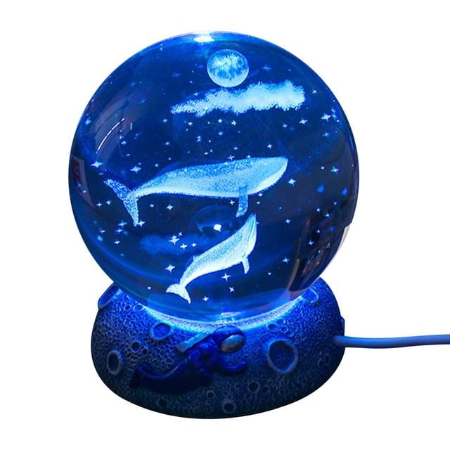 Crystal Night Light Luminous Resin Base Glass Crafts Desktop Decoration