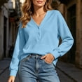 thumbnail image 7 of Women's V-Neck Button Front Sweatshirt Long Sleeve Pullover with Front Pocket Loose Fit Casual Top for Fall & Winter, 7 of 7