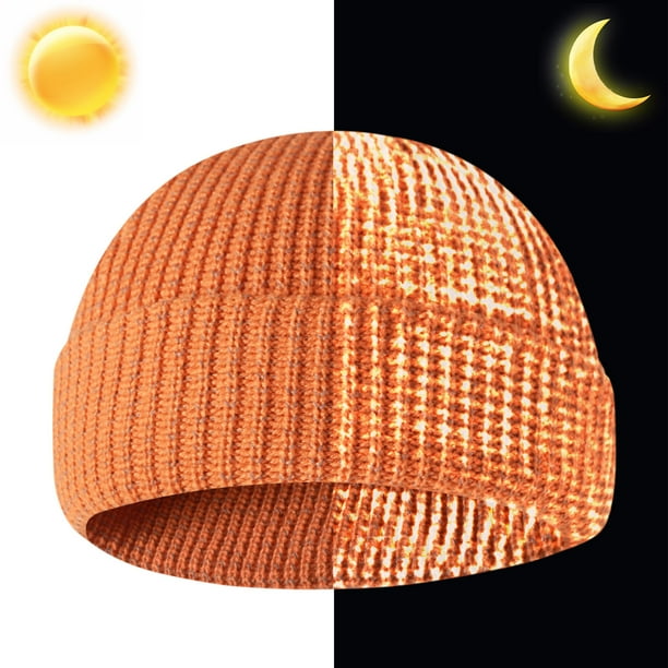 Gorro de punto reflectante unisex, cálido y aislante, de alta visibilidad, diseño moderno, para viajes al aire libre, función de seguridad, mezcla de lana resistente, para uso diurno y