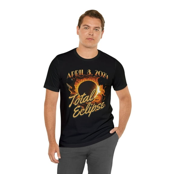 Eclipse 2024, Bella & Canvas Unisex Cotton T-Shirt, Black, Sizes S - 5XL
