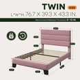 thumbnail image 7 of Einfach Twin Bed Frame, Platform Bed Frame with Panel Upholstered Velvet Headboard, Pink, 7 of 7