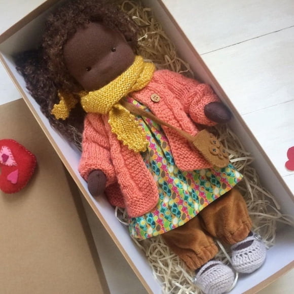 EASTIN 12inch Waldorf Doll Plush Baby Doll Waldorf Astoria Handmade Plush Doll with Clothes Soft Doll Cute Little Girl Plush Doll Girls Rag Christmas Birthday Gift(Exquisite Gift Box)