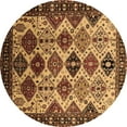 thumbnail image 1 of Ahgly Company Indoor Round Oriental Brown Industrial Area Rugs, 3' Round, 1 of 4