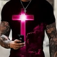 thumbnail image 1 of Camiseta De Manga Corta Con Cuello Redondo Con Estampado De Nubes Y Cruzadas Para Hombre, Camisetas Gráficas, Pijama, 1 of 4