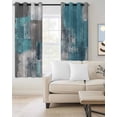thumbnail image 2 of Turquoise Grey Blackout Curtains 84 Inches Long for Bedroom, Abstract Square Graffiti Modern Smear Thermal Insulated Room Darkening Black Out Window Curtain Panels Grommet Drapes for Living Room, 2 of 8