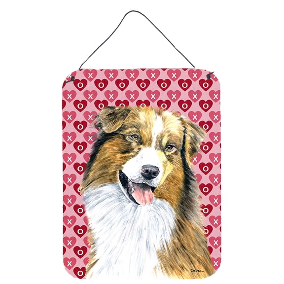 Australian Shepherd Hearts Love Valentines Day Wall or Door Hanging Prints