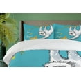 thumbnail image 3 of Ambesonne Sloth Duvet Cover Sets, Sketchy Sloth Butterflies, 2-Queen, Teal Pale Grey Orange, 3 of 6