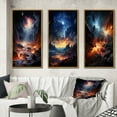 thumbnail image 1 of Designart "The Impact of Stellar Forces" Asteroids Framed Wall Art Set Of 3 - Orange Asteroids Frame Gallery Set For Office Decor, 1 of 6