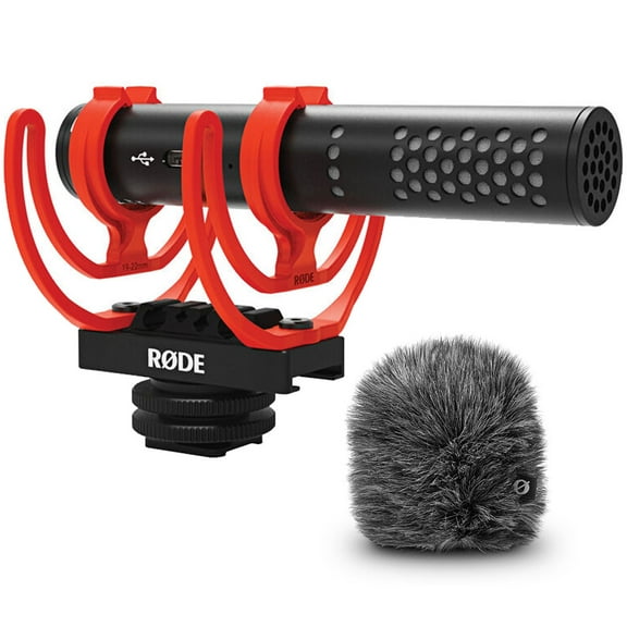 Rode VideoMic GO II Ultracompact Analog/USB Camera-Mount Shotgun Microphone Bundle with Deluxe Windshield for VideoMic GO II