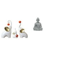 thumbnail image 1 of Figuras de familia de elefantes y estatua de Buda mono, esculturas de animales para escritorio, sala de estar, dormitorio, hotel, patio, jardín, minia, 1 of 8