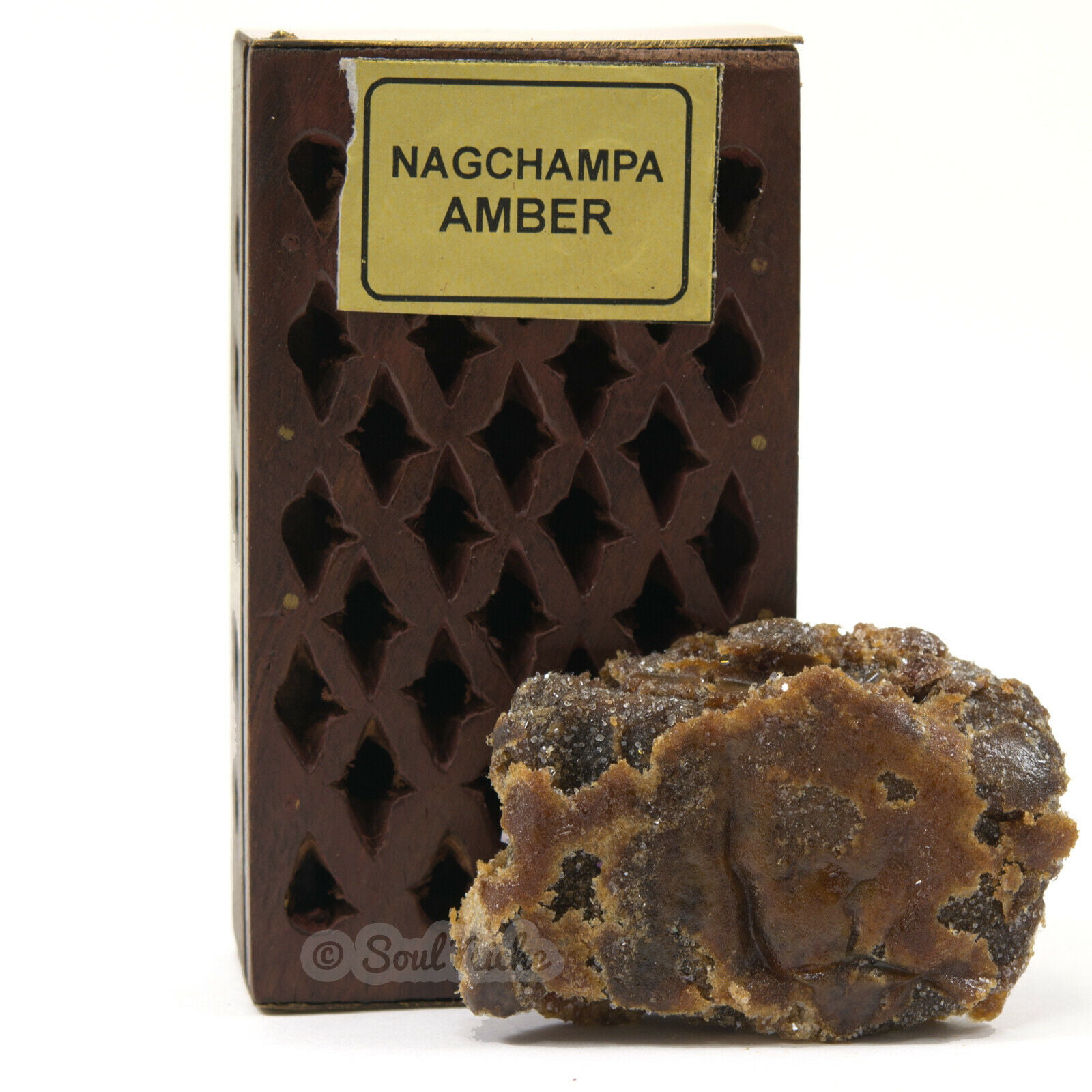 Frankincense Scented Amber Resin Incense in Small Wood Box 5 Grams 
