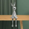 thumbnail image 2 of Sitting Rabbit Ornament Bunny Figurine for Bookshelf Living Abstract Art Simple Garden Room Bedroom Silver S, 2 of 9